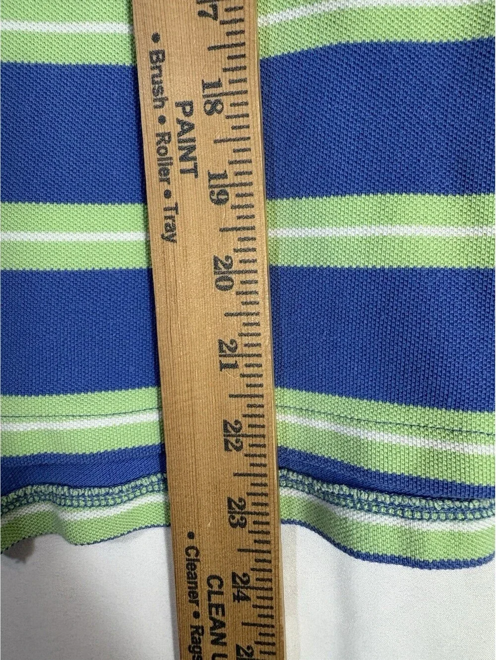 Polo Ralph Lauren Boys M Blue Green Striped Pony Pique Cotton Polo Shirt